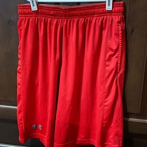 Red medium Under Armour loose basketball shorts